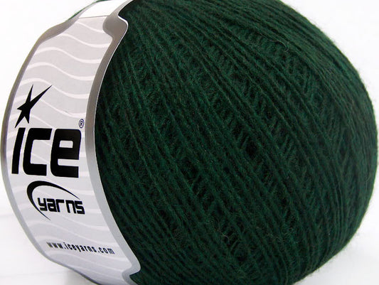 Lot of 8 Skeins ICE WOOL CORD SPORT (50% Wool) Hand Knitting Yarn Dark Green