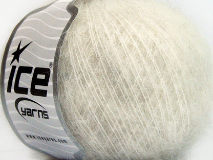 Lot of 10 Skeins ICE KID MOHAIR FINE (30% Kid Mohair) Yarn Off White