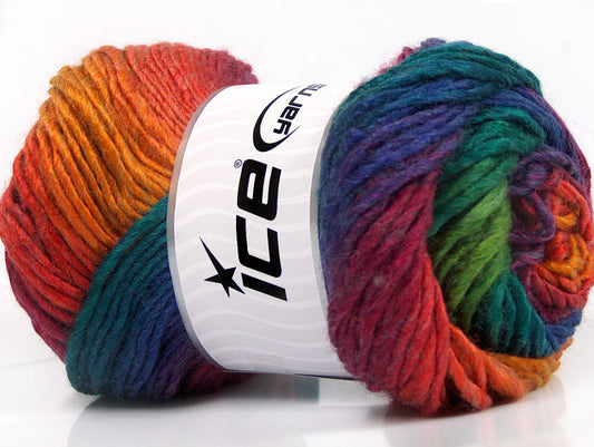 Lot of 4 x 100gr Skeins Ice Yarns AMBIENTE (50% Wool) Yarn Rainbow