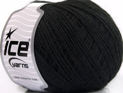 Lot of 8 Skeins Ice Yarns ACRYL CORD FINE Hand Knitting Yarn Black