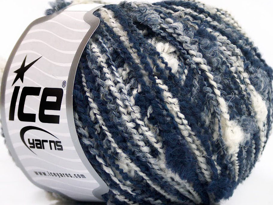 Lot of 8 Skeins ICE SALE WINTER (40% Wool) Hand Knitting Yarn Blue Shades White