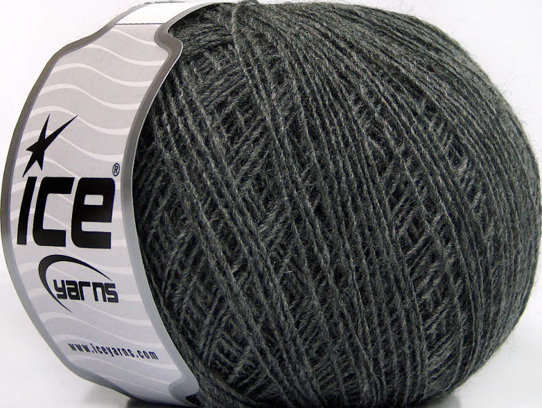 Lot of 8 Skeins Ice Yarns ACRYL CORD FINE Hand Knitting Yarn Dark Grey