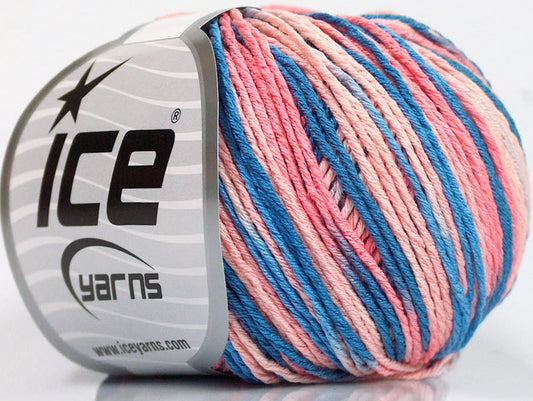 Lot of 8 Skeins Ice Yarns VENICE Hand Knitting Yarn Blue Shades Salmon Shades