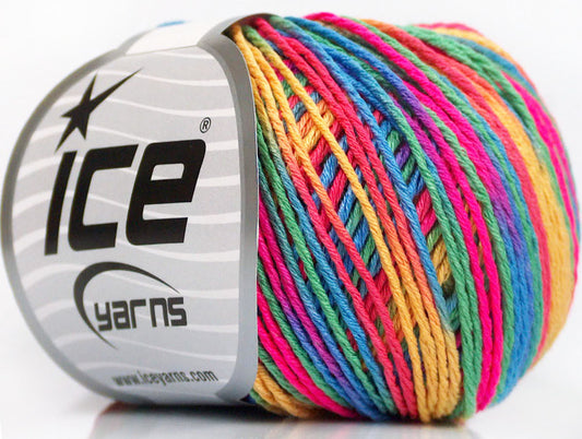 Lot of 8 Skeins Ice Yarns VENICE Hand Knitting Yarn Neon Pink Green Blue Gold