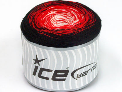 Lot of 2 x 150gr Skeins ICE CAKES COTTON FINE (50% Cotton) Yarn Black Red White