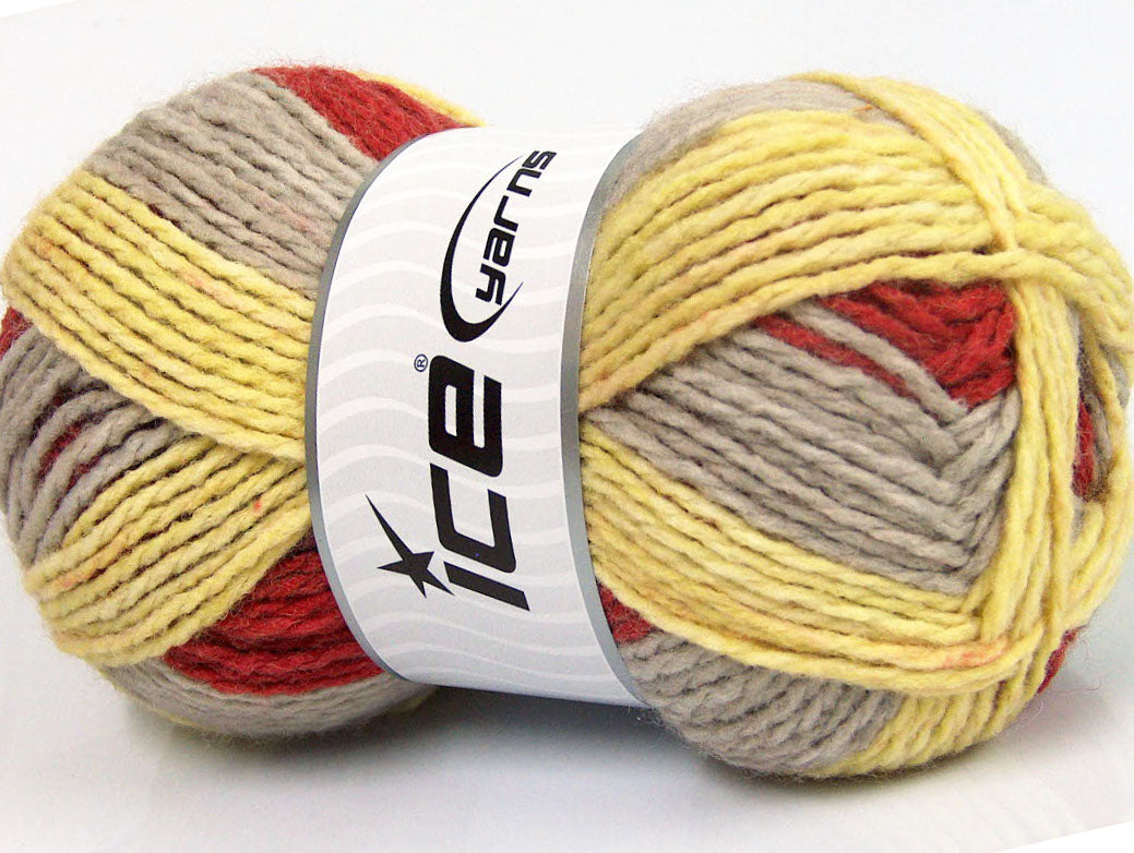Lot of 4 x 100gr Skeins Ice Yarns DESIGN WOOL WORSTED (30% Wool) Yarn Beige Yellow Copper