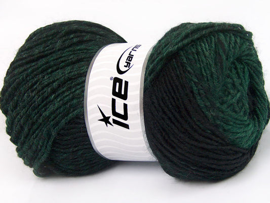 Lot of 4 x 100gr Skeins Ice Yarns FANTASIA (25% Wool) Yarn Black Dark Green