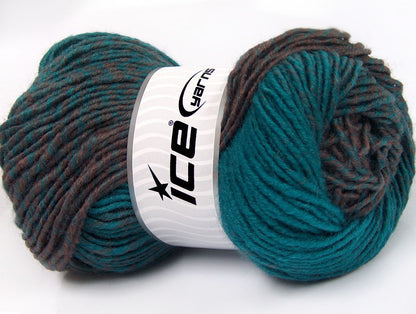 Lot of 4 x 100gr Skeins Ice Yarns FANTASIA (25% Wool) Yarn Turquoise Rose Brown