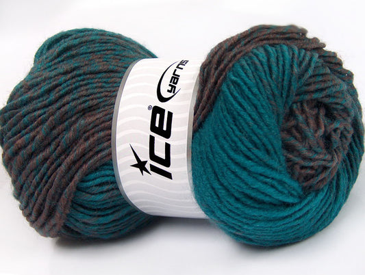 Lot of 4 x 100gr Skeins Ice Yarns FANTASIA (25% Wool) Yarn Turquoise Rose Brown