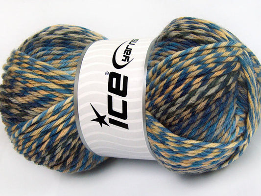 Lot of 4 x 100gr Skeins Ice Yarns HARMONY Yarn Blue Shades Camel Beige Grey Cream