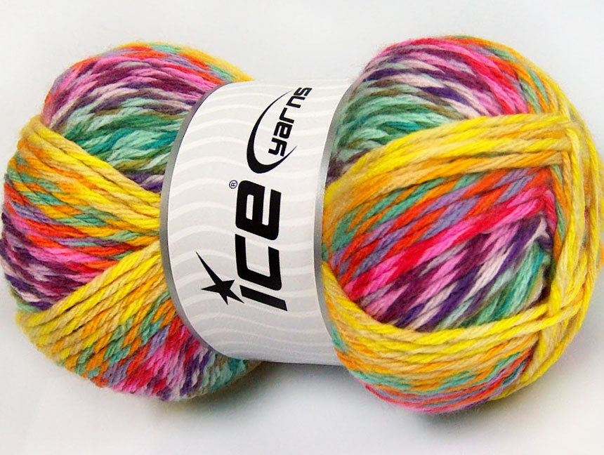 Lot of 4 x 100gr Skeins Ice Yarns HARMONY Yarn Yellow Pink Purple Green