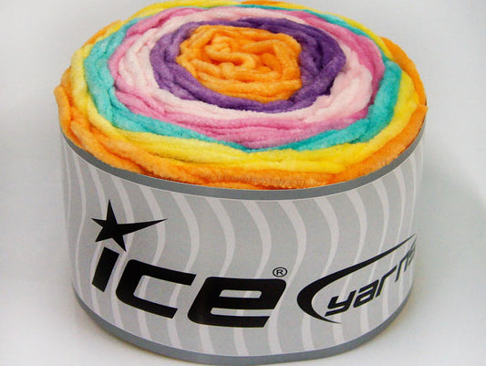 Lot of 2 x 150gr Skeins Ice Yarns CAKES CHENILLE BABY Yarn Orange Yellow Mint Green Pink Shades Lilac