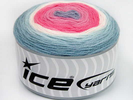 Lot of 2 x 150gr Skeins Ice Yarns CAKES DK Yarn Blue Shades Pink Shades White