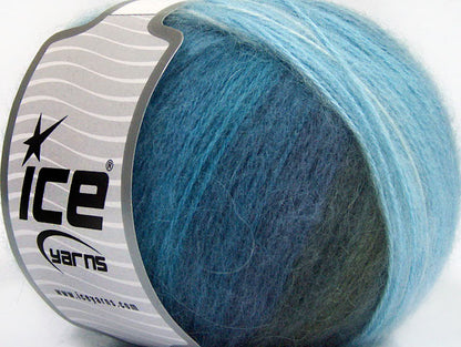 Lot of 4 x 100gr Skeins ICE ANGORA DESIGN (20% Angora 20% Wool) Yarn Blue Shades Grey