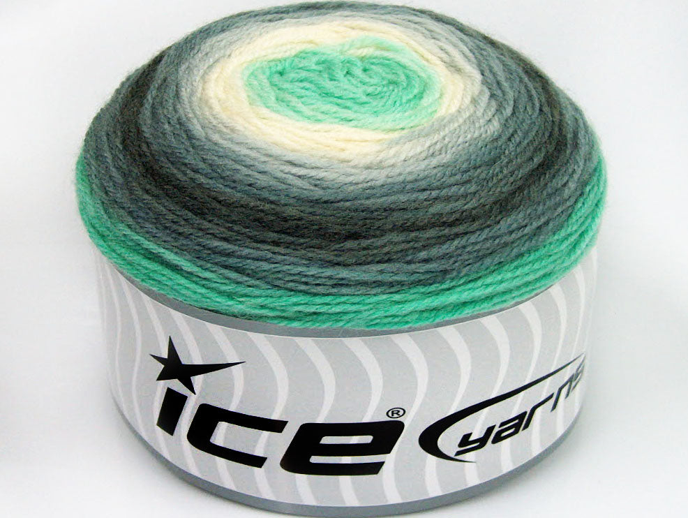Lot of 2 x 150gr Skeins ICE CAKES WOOL DK (30% Wool) Yarn Grey Shades Cream Mint Green