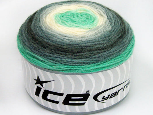 Lot of 2 x 150gr Skeins ICE CAKES WOOL DK (30% Wool) Yarn Grey Shades Cream Mint Green