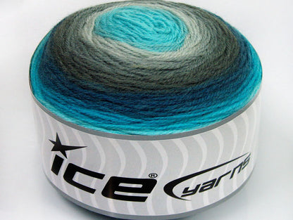 Lot of 2 x 150gr Skeins ICE CAKES WOOL DK (30% Wool) Yarn Grey Shades Turquoise Shades
