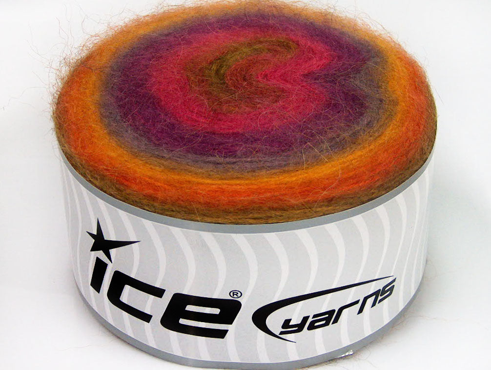 Lot of 2 x 200gr Skeins Ice Yarns CAKES ANGORA (20% Angora 20% Wool) Yarn Copper Gold Maroon Fuchsia