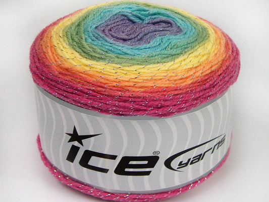Lot of 2 x 150gr Skeins Ice Yarns CAKES GLITZ Yarn Pink Orange Yellow Green Turquoise Lilac