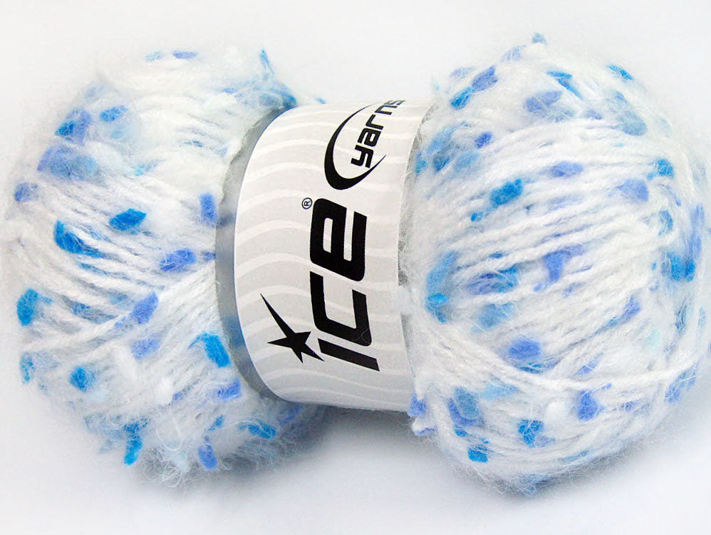 Lot of 3 x 100gr Skeins Ice Yarns BONIBON Hand Knitting Yarn White Blue Shades