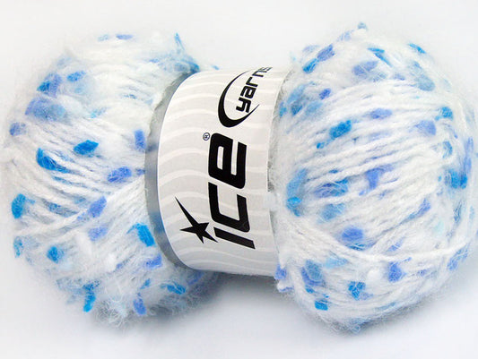 Lot of 3 x 100gr Skeins Ice Yarns BONIBON Hand Knitting Yarn White Blue Shades