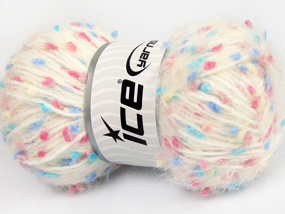 Lot of 3 x 100gr Skeins Ice Yarns BONIBON Yarn Cream Blue Turquoise Fuchsia