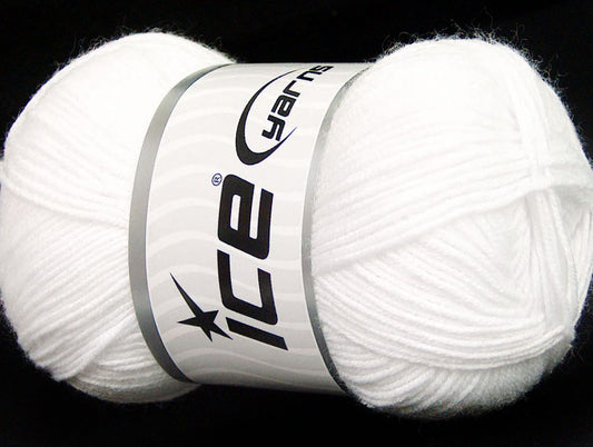 Lot of 4 x 100gr Skeins Ice Yarns BAMBOO BABY (60% Bamboo) Yarn White