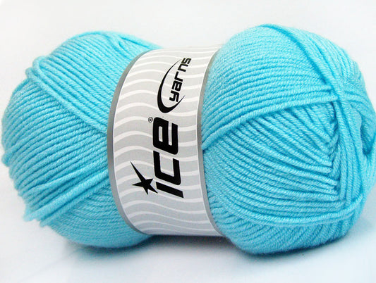 Lot of 4 x 100gr Skeins ICE CLASSIC ARAN Hand Knitting Yarn Light Turquoise