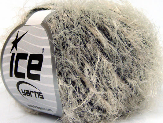 Lot of 8 Skeins ICE SALE EYELASH BLEND Hand Knitting Yarn Cream Black