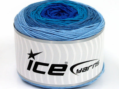 Lot of 2 x 200gr Skeins ICE CAKES BABY SUMMER (50% Cotton) Yarn Light Blue Turquoise Blue
