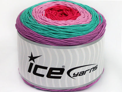 Lot of 2 x 200gr Skeins Ice Yarns CAKES BABY SUMMER (50% Cotton) Yarn Lilac Mint Green Light Lilac Salmon
