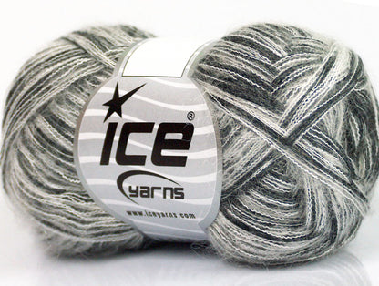 Lot of 8 Skeins ICE SALE MOHAIR-WOOL BLEND (35% Kid Mohair) Yarn Grey Shades