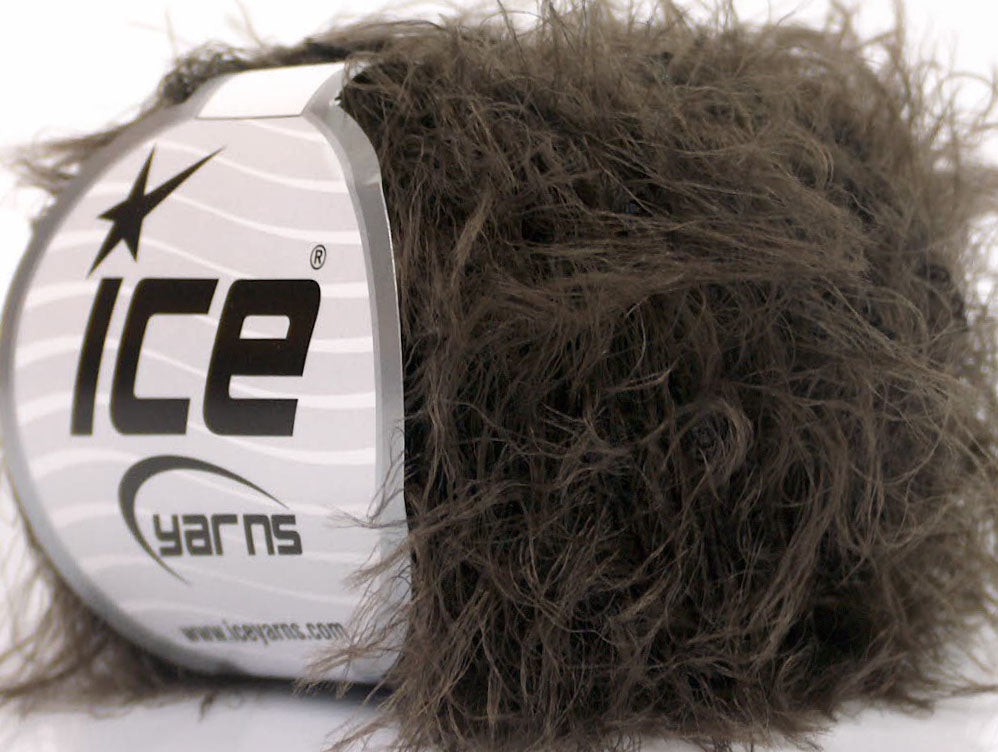 Lot of 8 Skeins ICE SALE EYELASH BLEND Hand Knitting Yarn Brown Black