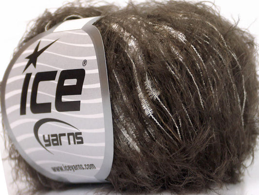 Lot of 8 Skeins Ice Yarns SALE EYELASH BLEND Hand Knitting Yarn Brown White