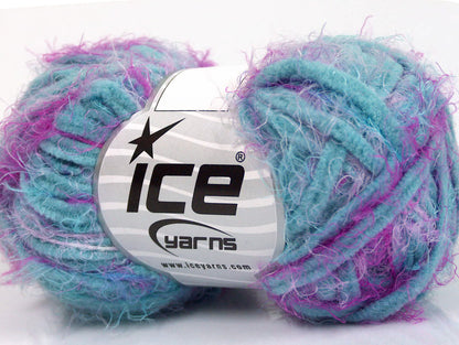 Lot of 8 Skeins Ice Yarns SALE EYELASH BLEND Yarn Turquoise Fuchsia