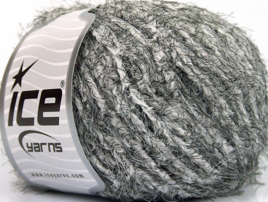 Lot of 8 Skeins Ice Yarns SALE EYELASH Hand Knitting Yarn Grey White