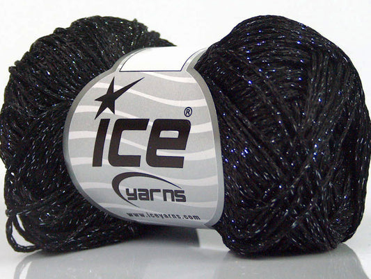 Lot of 8 Skeins Ice Yarns VISCOSA STELLA (75% Viscose) Yarn Black Silver