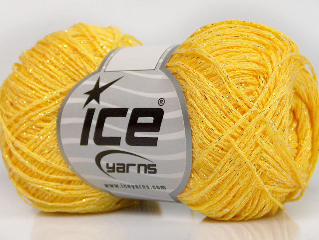 Lot of 8 Skeins Ice Yarns VISCOSA STELLA (75% Viscose) Yarn Yellow Gold