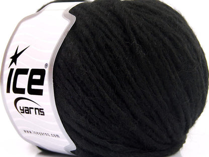 Lot of 8 Skeins Ice Yarns WOOL CORD ARAN (50% Wool) Hand Knitting Yarn Black