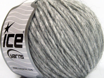 Lot of 8 Skeins ICE WOOL CORD ARAN (50% Wool) Hand Knitting Yarn Light grey