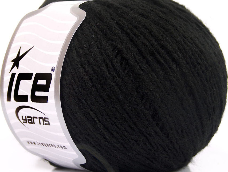 Lot of 8 Skeins Ice Yarns WOOL LIGHT (50% Wool) Hand Knitting Yarn Black
