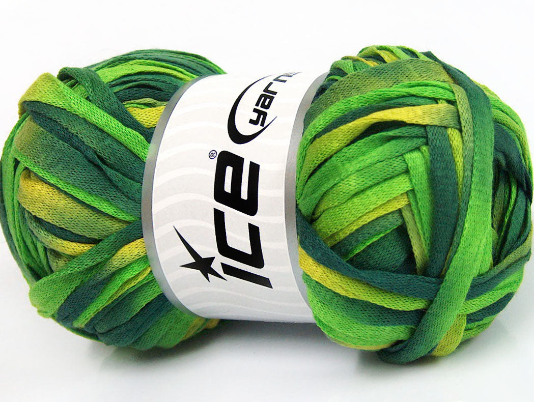 Lot of 4 x 100gr Skeins Ice Yarns SALE RIBBON Hand Knitting Yarn Green Shades