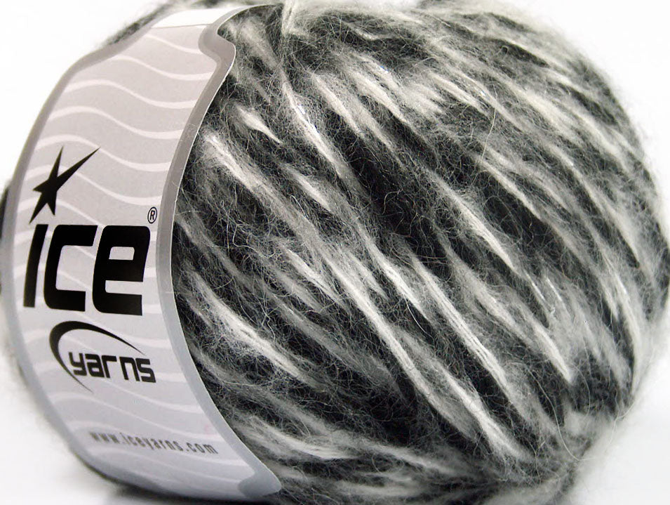 Lot of 6 Skeins ICE SALE WINTER (50% Wool) Hand Knitting Yarn Black Grey White