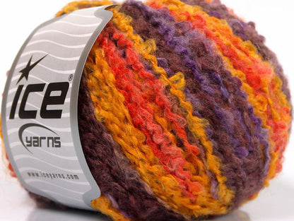 Lot of 8 Skeins Ice Yarns BOUCLE WOOL WORSTED (40% Wool) Yarn Lilac Maroon Salmon Gold