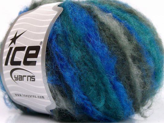 Lot of 8 Skeins ICE KAN MOHAIR (20% Mohair 25% Wool) Yarn Turquoise Blue Grey Shades