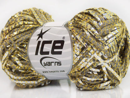Lot of 8 Skeins Ice Yarns COTONE ARGENTO (40% Cotton) Yarn Light Khaki Yellow Silver