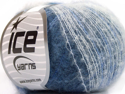 Lot of 10 Skeins ICE KID MOHAIR FINE (30% Kid Mohair) Yarn Blue Shades White