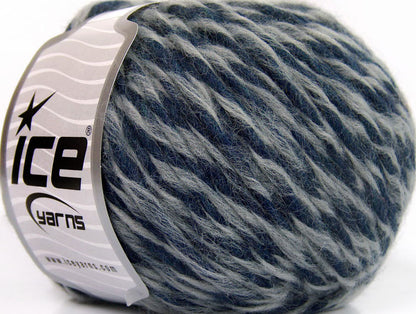 Lot of 8 Skeins ICE PICASSO WOOL (45% Wool) Hand Knitting Yarn Navy Grey