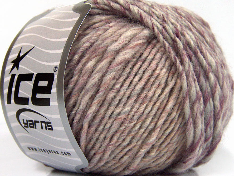 Lot of 8 Skeins ICE WOOL CORD ARAN (50% Wool) Yarn Grey Purple Cream Copper