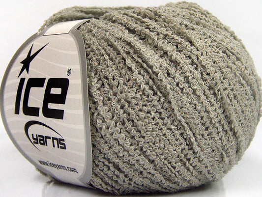 Lot of 8 Skeins Ice Yarns COTTON BOUCLE FINE (100% Cotton) Yarn Light Grey
